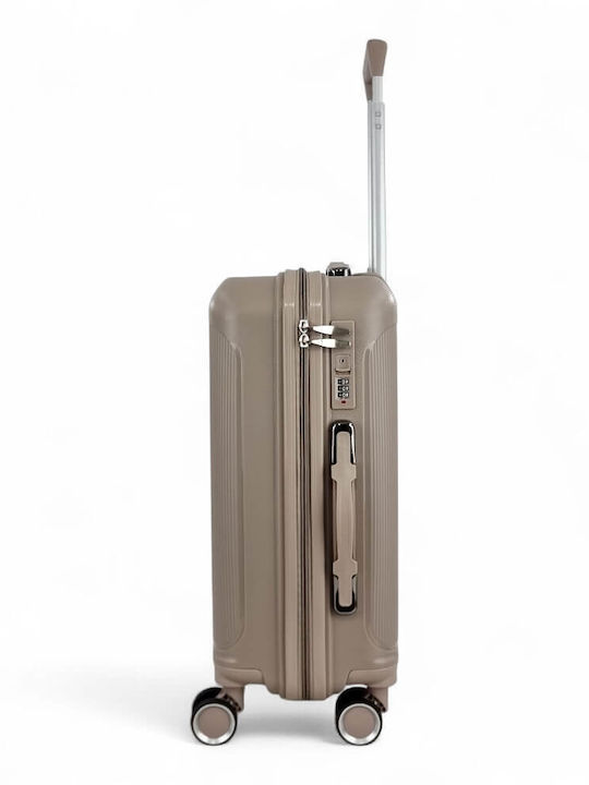 R&J Cabin Travel Suitcase Hard Beige with 4 Wheels Height 55cm r&j-pp003-20-mpez