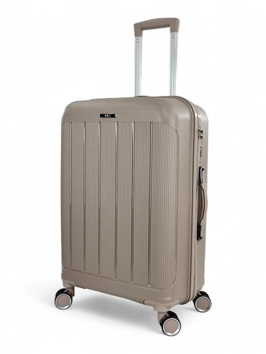 R&J Medium Travel Suitcase Hard Beige with 4 Wheels Height 65cm r&j-pp003-24-mpez