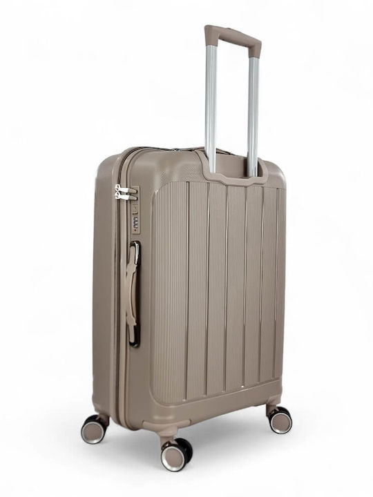 R&J Medium Travel Suitcase Hard Beige with 4 Wheels Height 65cm r&j-pp003-24-mpez