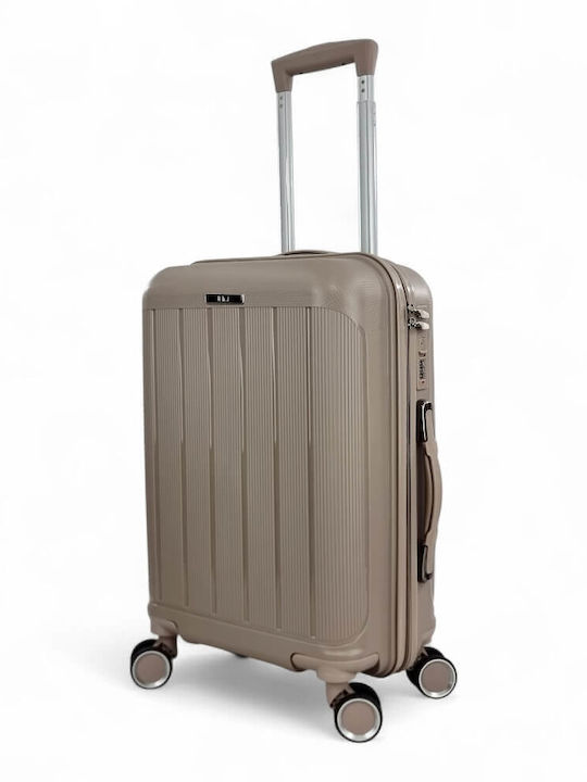 R&J Cabin Travel Suitcase Hard Beige with 4 Wheels Height 55cm r&j-pp003-20-mpez