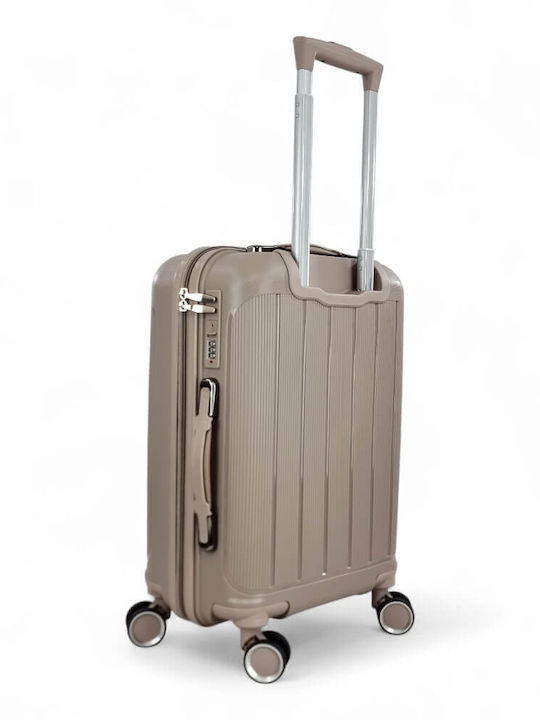 R&J Cabin Travel Suitcase Hard Beige with 4 Wheels Height 55cm r&j-pp003-20-mpez