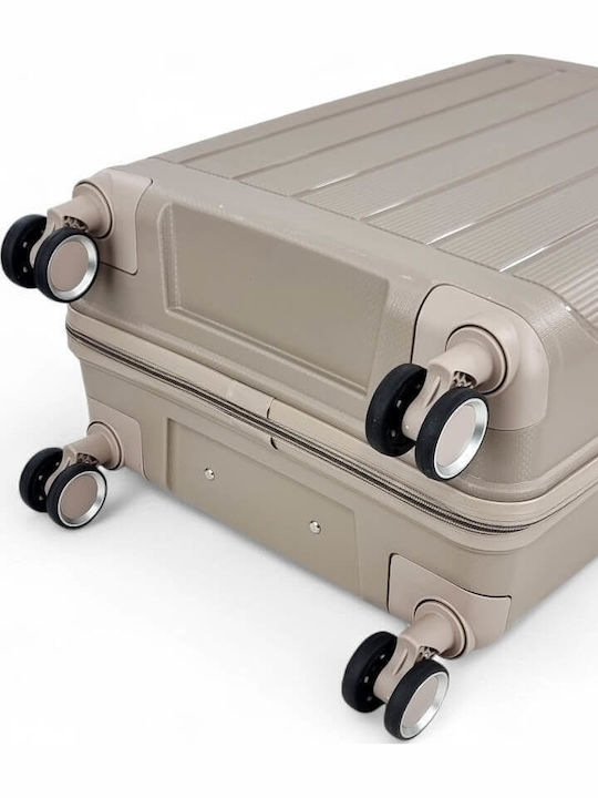 R&J Medium Travel Suitcase Hard Beige with 4 Wheels Height 65cm r&j-pp003-24-mpez