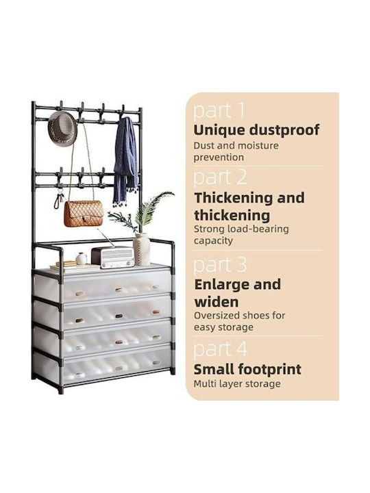Floor Garment Rack made of Metal Black 63x28x180cm