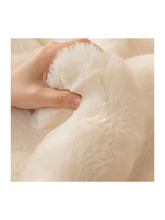 SpitiBazaar Rabbit Fluffy Throws Set 3 Pcs Fur Dark Gray