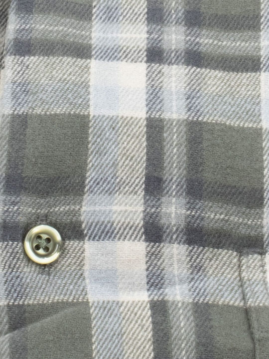 Long-sleeved Flannel Shirt Checked Green Grey