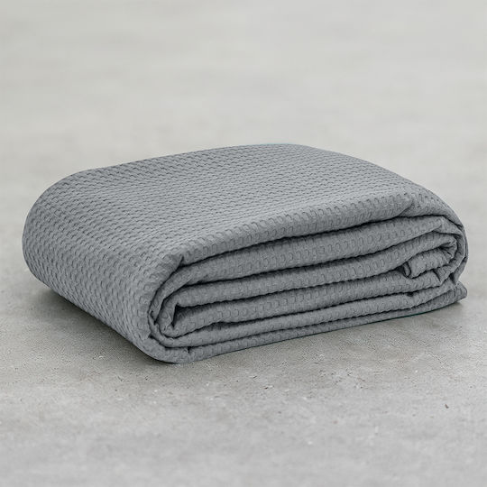 Lino Home Cocoon Piqué Decke Einzeln 170x240cm Grau
