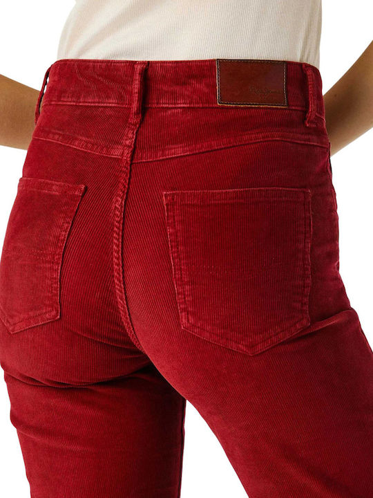 Willa Women's High-waisted Corduroy Trousers Flared Red