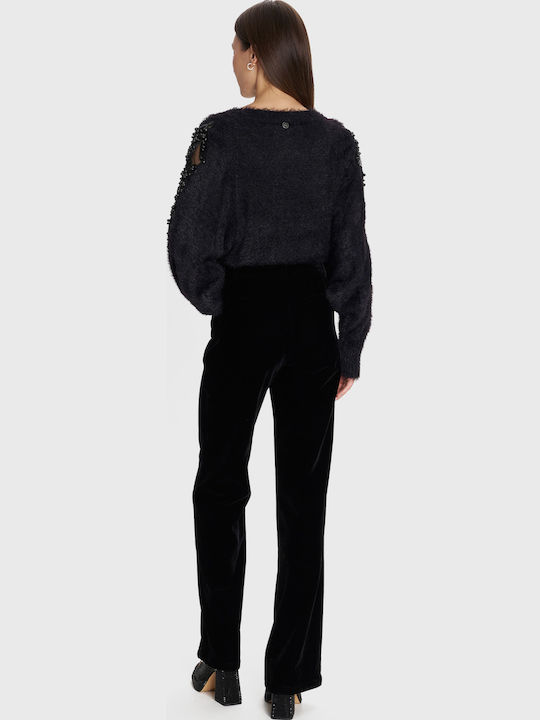 Damen Stoff Hose Black