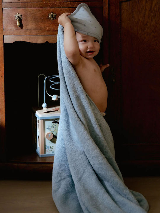 Little Dutch Βρεφική Κάπα-Μπουρνούζι με Κουκούλα Pure Denim Blue 75x75εκ.
