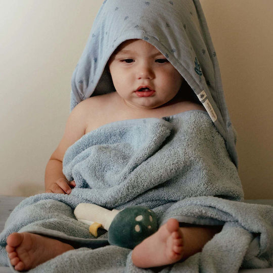 Little Dutch Baby Hooded Towel with Hood Pure Denim Blue 75x75cm