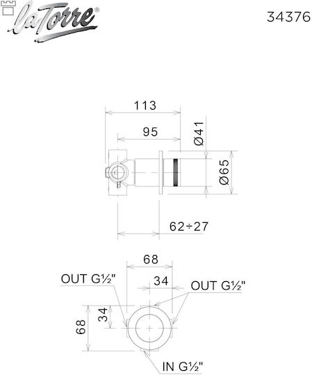 Armando Vicario Mooi Built-in Faucet Mixer for Shower 3 Exits