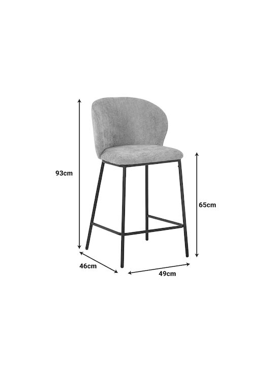 Scaune Bar cu spătar Tapițat cu Țesătură Karg Gri 2buc 49x46x93buc