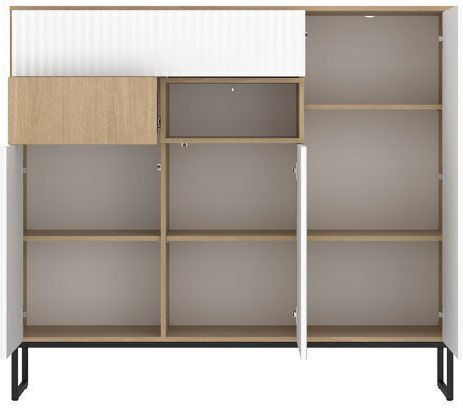 Sideboard Balbenu 100 made of Wood & Metal with Drawers Light Wood Color, White 40x40x148cm