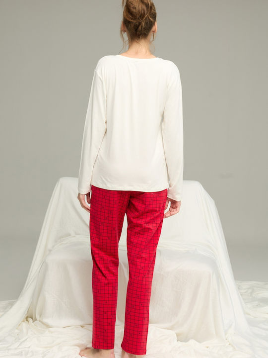 Sexen Winter Damen Pyjama-Set Red