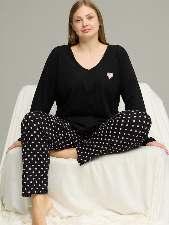 Sexen Winter Damen Pyjama-Set Black Plus Size Sexen Winter Damen Pyjama-Set Black Plus Size