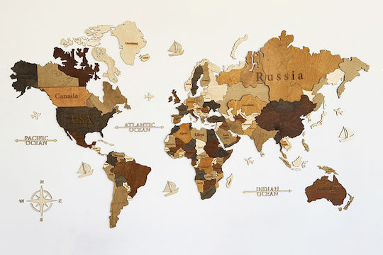 3D Wall Decor Handmade Made of Wood 190x110cm 45 Pieces