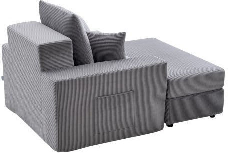 Armchair Bed with Footstool Gray 111.5x149x74cm