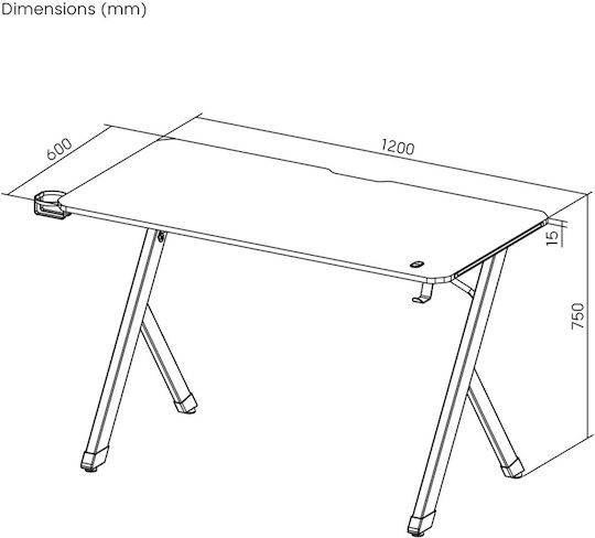 Spielbüro Rs102 Holz Black mit LED & USB-Anschlüssen 120x60x75cm