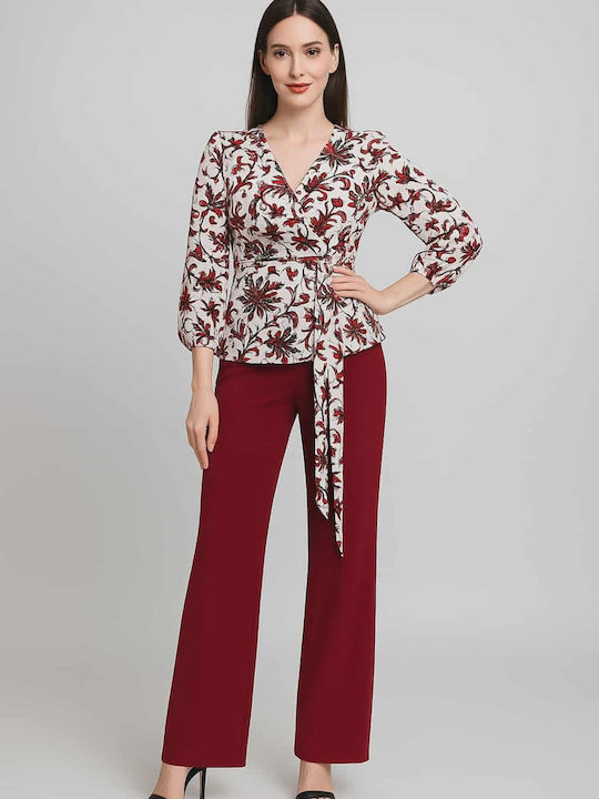 Women's Long Sleeve Shirt White-red