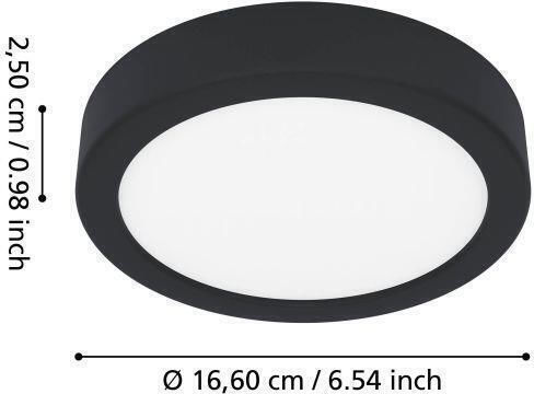 Eglo Bathroom Ceiling Light 16.6 cm Black with Integrated LED