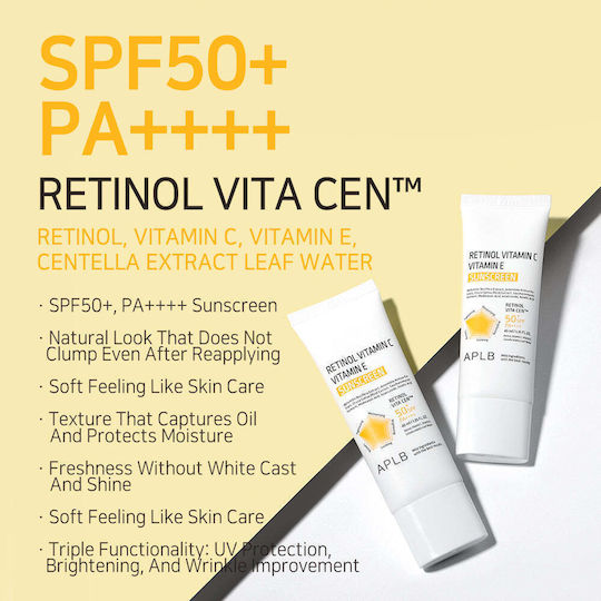 APLB Retinol Vitamin C Vitamin E Αντηλιακό Προσώπου SPF50+ 40ml