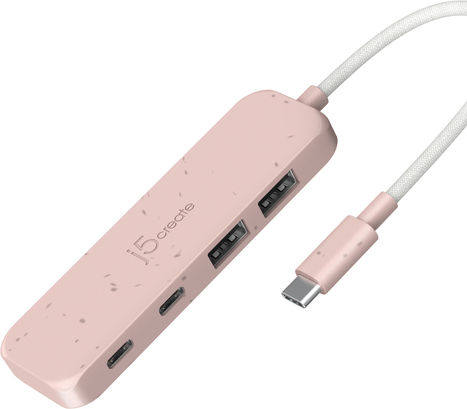J5create USB Хъб 4 Порта USB 3.0 с USB-C Връзка Розов