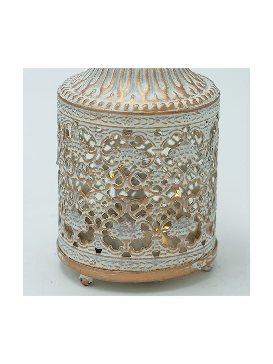 Metallic Lantern White 7.5x7.5x13.5cm