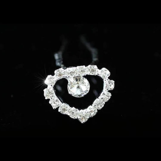 Bridal Set 6 Pieces Hair Pins Wire Heart Shape Silver or Gold Tessa