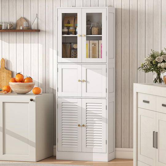 HomCom Badezimmerschrank B60xT30xH170cm Weiß