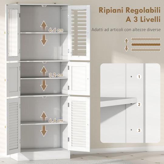 HomCom Badezimmerschrank B60xT30xH170cm Weiß