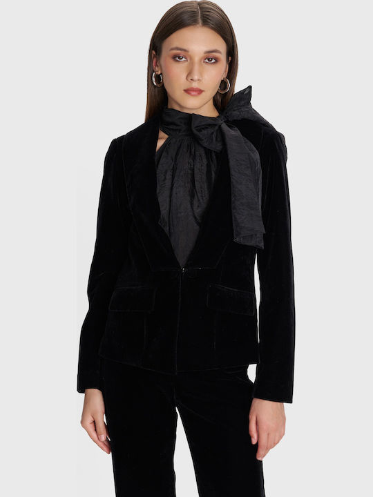 ALE - The Non Usual Casual Women's Velvet Waisted Blazer Black