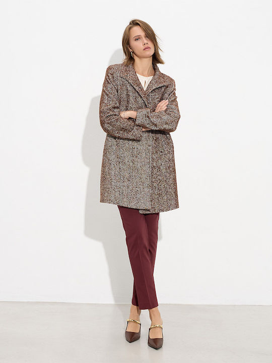 Women's Brown Coat with Buttons