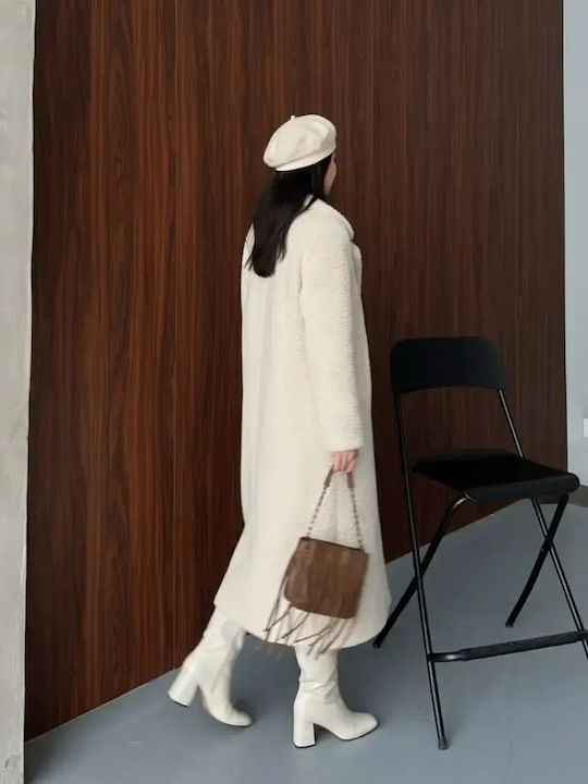 Sherpa Women's Beige Coat with Buttons