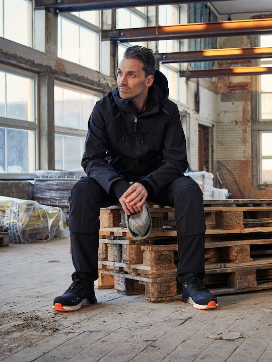 Adiavroxo (Work Aprons & Sleeves) Work Jacket Reflective Cold with Fleece Lining and Detachable Hood Black