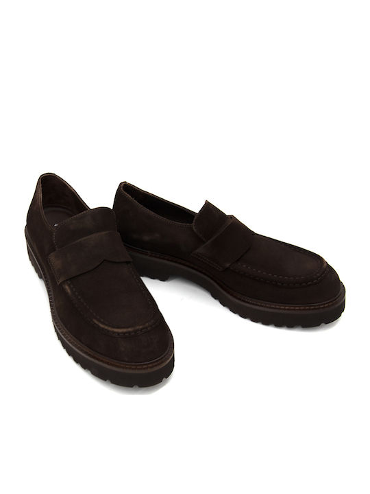 Suede Ανδρικά Loafers σε Καφέ Χρώμα