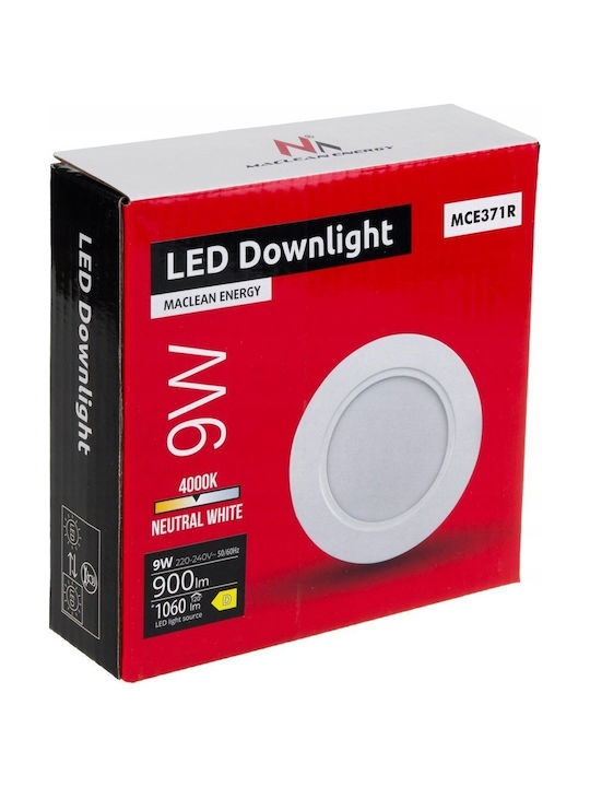Maclean Energy Rectangle Recessed Spot with Integrated LED and Natural White Light White 12x2.6cm. 1pcs