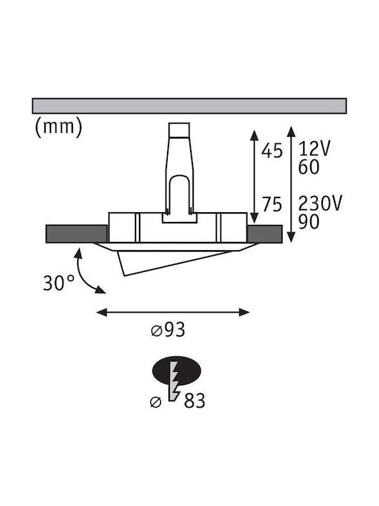 Paulmann Metallic Recessed Spot with Socket GU10 Black 1pcs