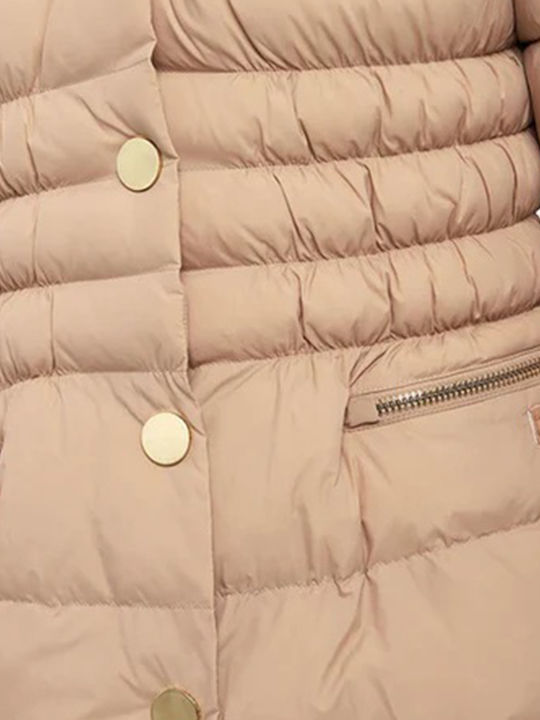 Women's Lifestyle Jacket for Winter with Hood Beige