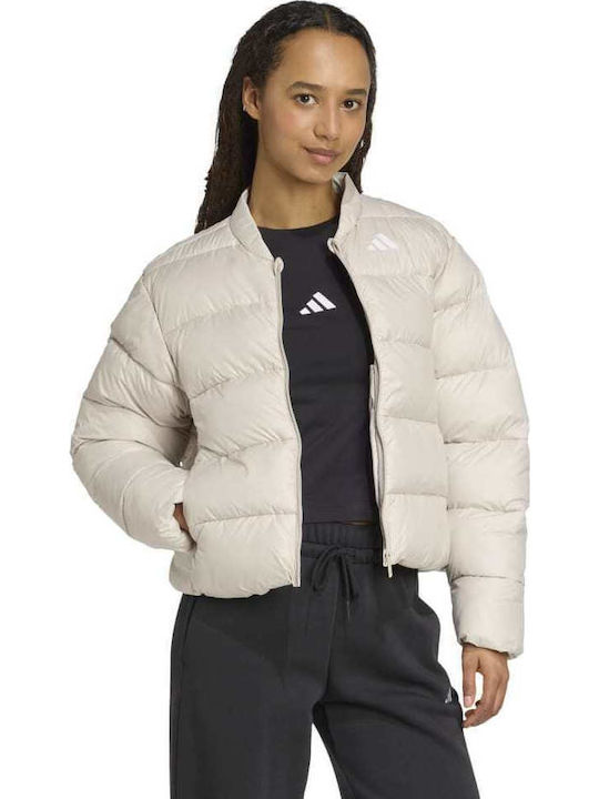 Γυναικείο Puffer Μπουφάν για Χειμώνα Μπεζ