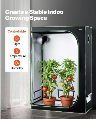 Vevor Indoor Grow Tent 120 x 60 x 180 Cm High Reflectivity Mylar Plant Grow Tent Observation Window Floor Tray Dlzpdlzp1206uk1oh001v0