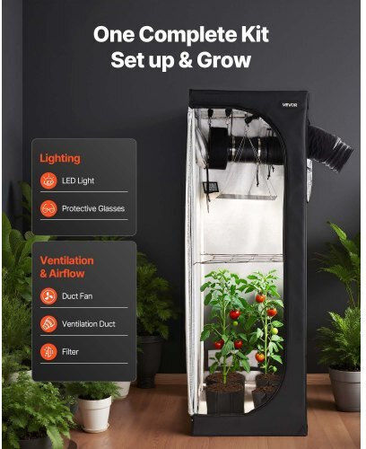 Vevor Σετ Καλλιέργειας Εσωτερικών Χώρων 60 X 60 X 180 Cm Πλήρες Φάσμα Led Φωτισμό & Σύστημα Αερισμού Zptztzzp6060m1l1h001v2