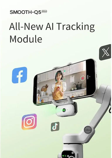 Zhiyun Smooth Q5 Ultra Combo Phone Gimbal with 3 Axis Stabilization and 13.5 Operating Hours Gray