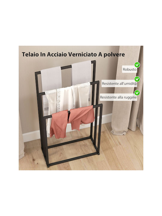 HomCom Triple Wall-Mounted Bathroom Rail ​45x21.5cm Inox Black