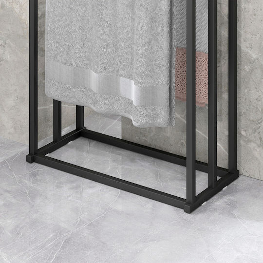 HomCom Triple Wall-Mounted Bathroom Rail ​45x21.5cm Inox Black