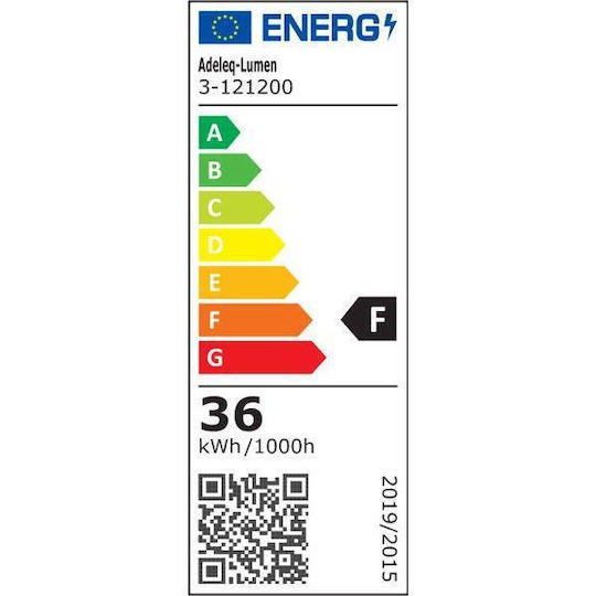 Adeleq Лампа За Монтаж На Стена Led Водоустойчива Овална Pc Разтегателна 120см 36w 230v 6000k Ip65 Бяла 3-121200