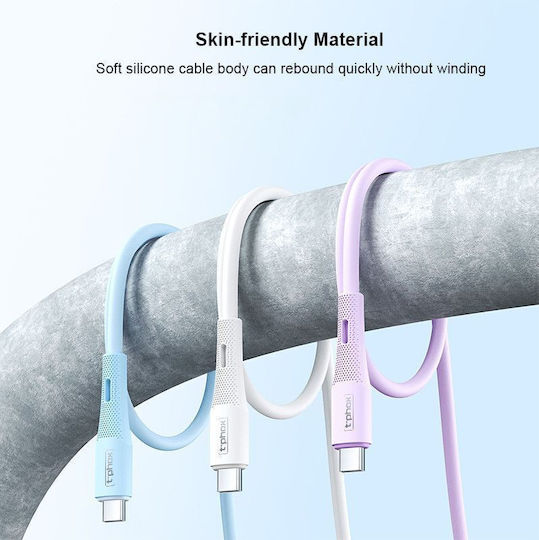 T-Phox Gentle USB 3.0 Cable USB-C male - USB-C 60W Λευκό 1m 1662970293