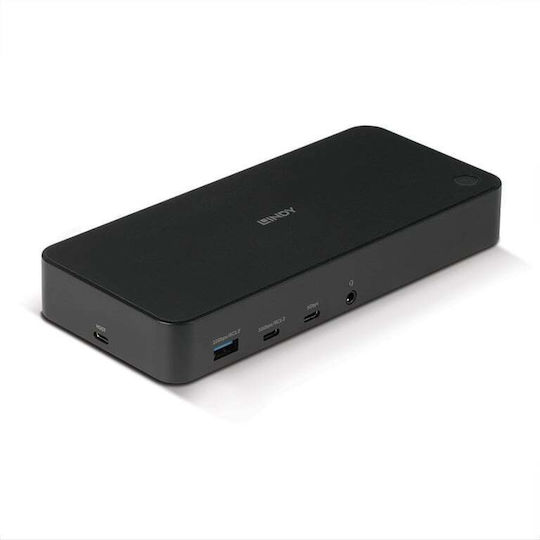 Lindy USB-C Docking Station με HDMI/DisplayPort 4K PD Ethernet και σύνδεση 3 Οθονών Μαύρο (43366)