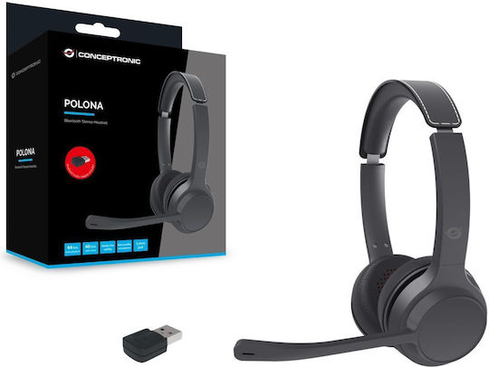 Conceptronic Wireless On Ear Multimedia Headphone with Microphone POLONA04BA