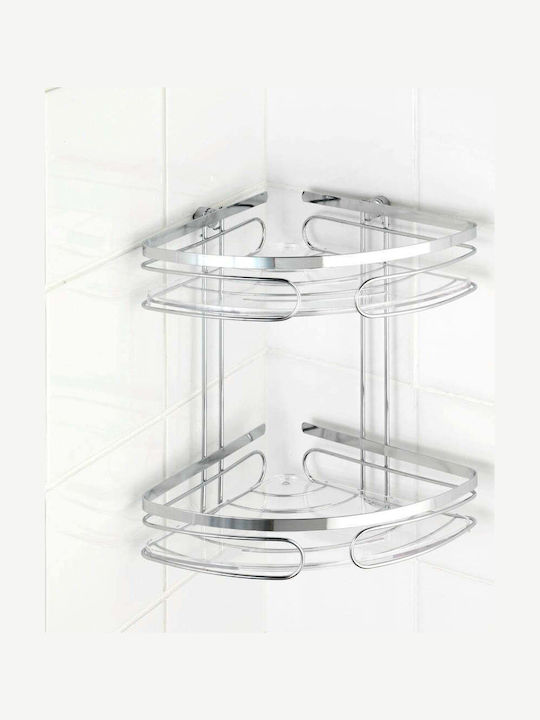 Wenko Corner Wall Mounted Bathroom Shelf Metallic Gray