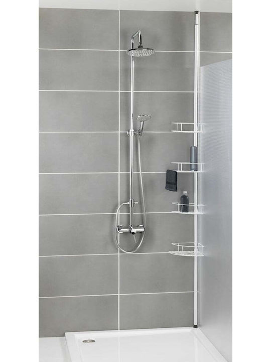 Wenko Corner Wall Mounted Bathroom Shelf Metallic White